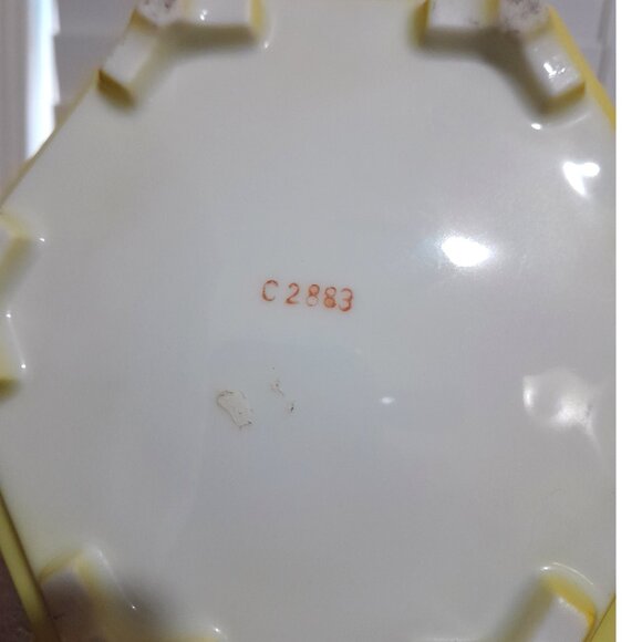 Vintage Yellow Floral Japanese Flower Pot w/Drip Tray 5.5"H - Picture 8 of 9